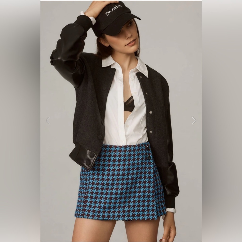 Avec Les Filles Black and Blue Houndstooth Skort